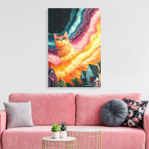 Galaxy Cat - Kosmische Kunst Canvas Afdruk