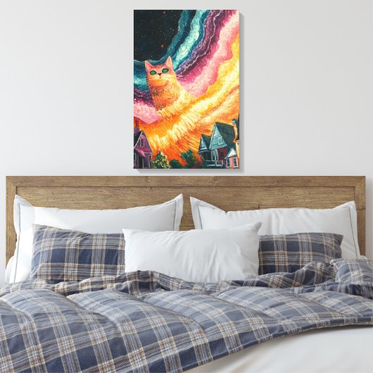 Galaxy Cat - Kosmische Kunst Canvas Afdruk (Insitu (Slaapkamer))