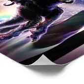 Galaxy Cat op dinosaur Unicorn in de ruimte Poster (Hoek)