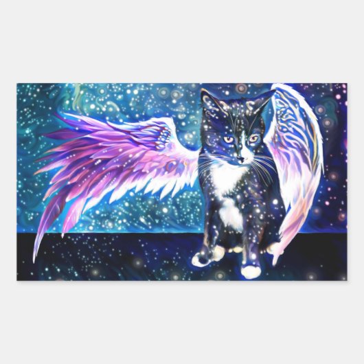 Galaxy Cat Rechthoekige Sticker (Voorkant)