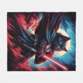 Galaxy Cat Swordsman Fleece Deken (Voorkant (Horizontaal))