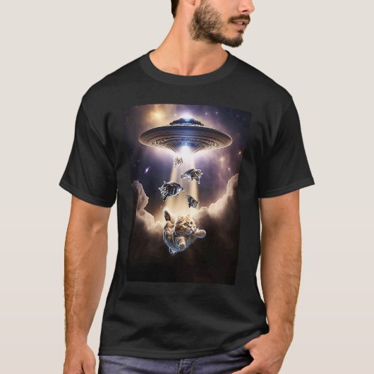 Galaxy Cats UFO Buitenaards Wezen T-shirt (Voorkant)