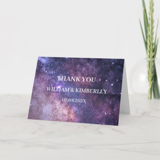 Galaxy Celestial Consellation Sky Elegant Wedding  Bedankkaart (Voorkant)