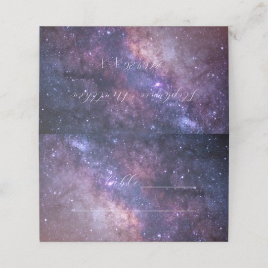Galaxy Celestial Space Cosmos Sterren Bruiloft Plaatskaartje (Buitenkant ongevouwen)