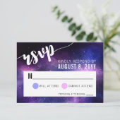 Galaxy Celestial Sterren Huwelijksuitnodiging RSVP (Staand voorkant)