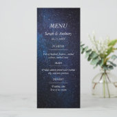 Galaxy Celestial Sterren Nacht Sky Bruiloft Eten Menu (Staand voorkant)
