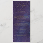 Galaxy Celestial Sterrennacht Paarse gouden bruilo Menu (Voorkant)