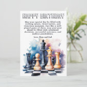 Galaxy Chess Pieces Modern Chess Birthday Kaart (Staand voorkant)