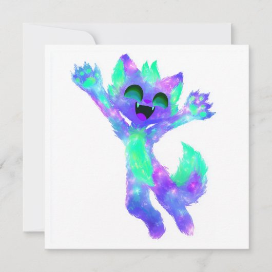 Galaxy Chibi Kat Feestje Kaart (Voorkant)