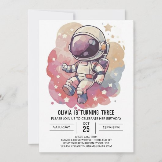 Galaxy Chic Journey Astronaut Verjaardag Kaart (Voorkant)