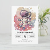 Galaxy Chic Journey Astronaut Verjaardag Kaart (Staand voorkant)
