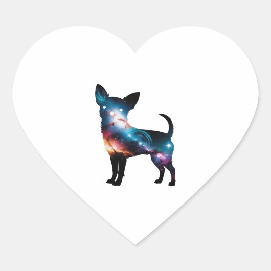 Galaxy Chihuahua Silhouet Hart Sticker (Voorkant)
