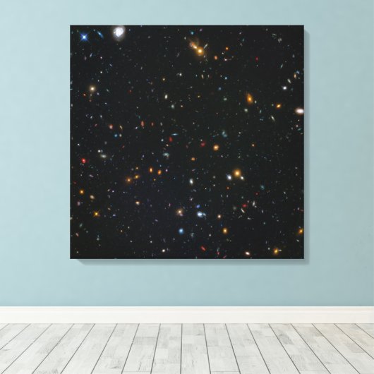 Galaxy Cluster Abell 370 Parallel Veld. Canvas Afdruk (Insitu (Houten vloer))