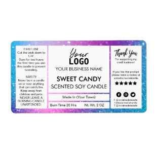 Galaxy Colored Snoep Scented Soy Candle Etiket