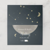 Galaxy Constellation Wedding Gold Star Moon Folie Plaatskaartje (Buitenkant ongevouwen)