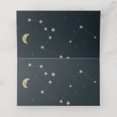 Galaxy Constellation Wedding Gold Star Moon Folie Plaatskaartje (Binnenkant ongevouwen)