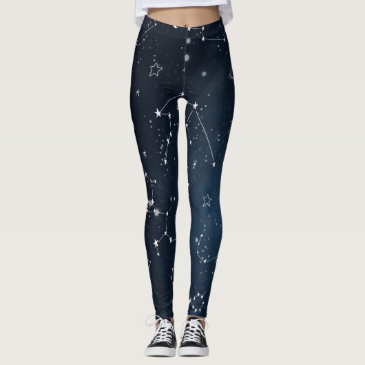 Galaxy Constellations Sky Astronomy Stars Planets Leggings (Voorkant)