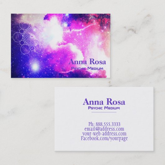 *~* Galaxy Cosmic Sacred Geometry Nebula Visitekaartje (Voorkant / Achterkant)
