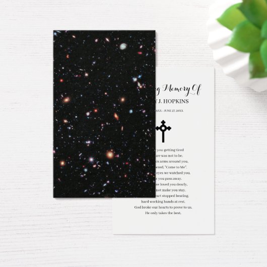 Galaxy Cosmo Sympathie Funeral Prayer Kaart (Bureau)