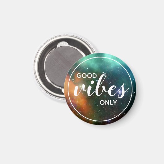Galaxy Cosmos Space Good Vibes Only Quote Magneet (Voorkant / Achterkant)