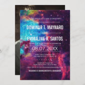 Galaxy Couple Baby shower foto uitnodigen Kaart (Voorkant / Achterkant)