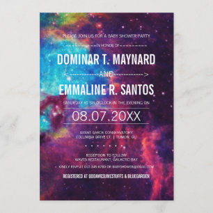 Galaxy Couple Baby shower Photo Invite Kaart