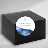 Galaxy Crystal Geode Business Logo Naam Website Ronde Sticker