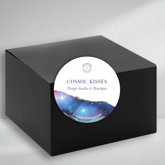 Galaxy Crystal Geode Business Logo Naam Website Ronde Sticker