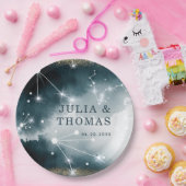 Galaxy Custom Blauw Goud Sterren Bruiloft Papieren Bordje (Feest)