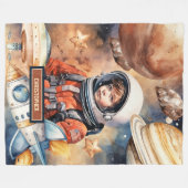 Galaxy Deken Met Astronaut Aangepaste Naam Voor Jo (Voorkant (Horizontaal))