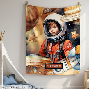 Galaxy Deken Met Astronaut Aangepaste Naam Voor Jo