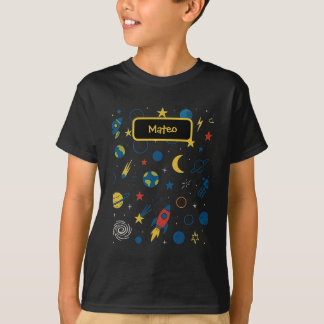 Galaxy Design T-shirt met raket en sterren voor jo