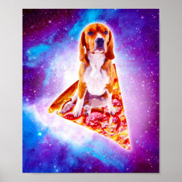 Galaxy Dog Riding Pizza Poster