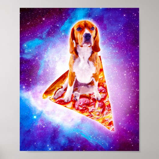 Galaxy Dog Riding Pizza Poster (Voorkant)