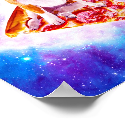 Galaxy Dog Riding Pizza Poster (Hoek)