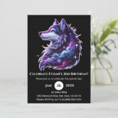 Galaxy Dream Wolf Birthday Invitation Kaart (Staand voorkant)