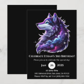 Galaxy Dream Wolf Birthday Invitation Kaart (Voorkant / Achterkant)