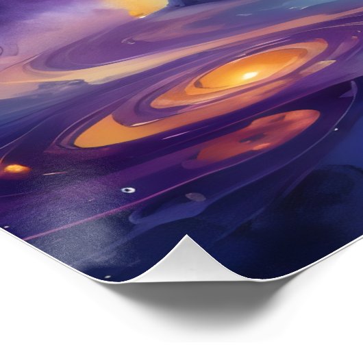 Galaxy Dreams: Mystiek Kasteel in de Paarse Hemel Perfect Poster (Hoek)