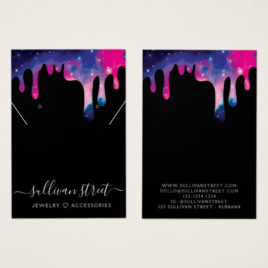 Galaxy Drip Earringing Ketting Display Kaart (Voorkant /achterkant)