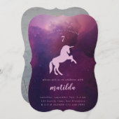 Galaxy eenhoorn foto feest uitnodiging (Voorkant / Achterkant)