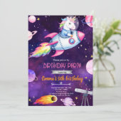 Galaxy eenhoorn verjaardagsfeest uitnodiging (Staand voorkant)