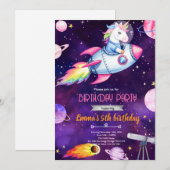 Galaxy eenhoorn verjaardagsfeest uitnodiging (Voorkant / Achterkant)