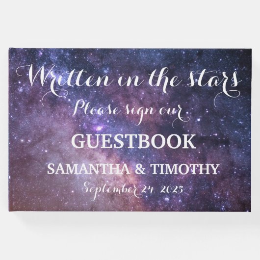 Galaxy Elegant Sterrennacht Universum Bruiloft Gastenboek (Voorkant)