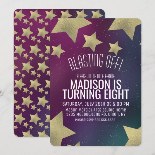 Galaxy en Gold Stars Space elke dag Kaart (Voorkant / Achterkant)