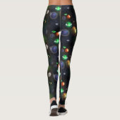 Galaxy en planeten op zwarte achtergrond leggings (Achterkant)