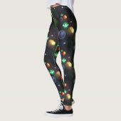 Galaxy en planeten op zwarte achtergrond leggings (Links)