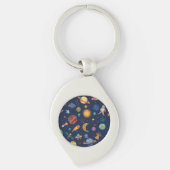 Galaxy Explorer - Fun Space Art Metal Sleutelhange Sleutelhanger (Voorkant)