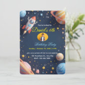 Galaxy Explorers Kinderverjaardagsuitnodiging 🚀🌌 Kaart (Staand voorkant)