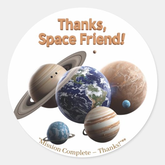 Galaxy Explorers - Out of This World - Dank je wel Ronde Sticker (Voorkant)