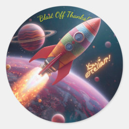Galaxy Explorers - Out of This World - Dank je wel Ronde Sticker